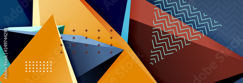3d triangular shapes geometric background. Origami style pattern with triange shapes for decorative design. Poster design. Line design. Modern presentation template