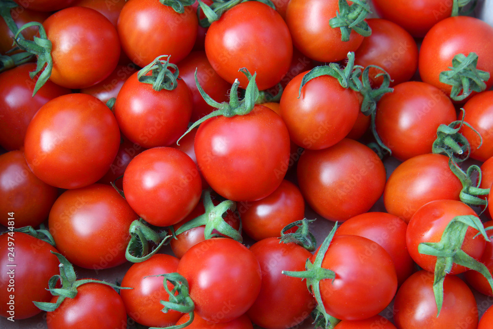 Red cherry tomato. Fresh tomatoes on the market