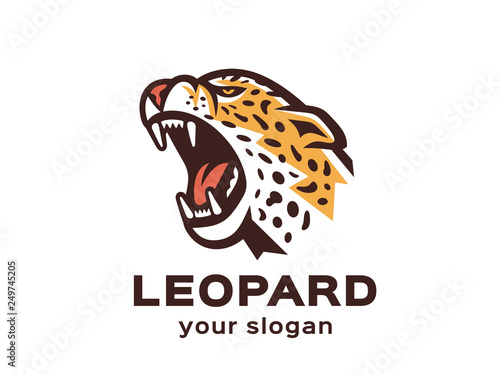 Leopard logo. Vector format, available for editing. Full-color version. White background.