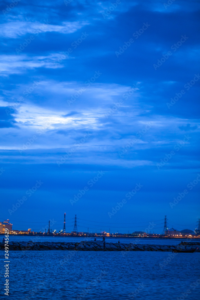 Naklejka premium Large power plant in the middle of the sea