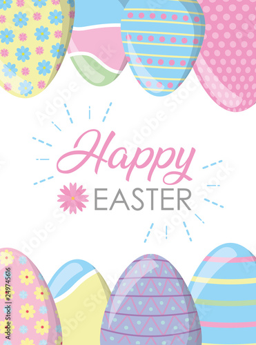 happy easter eggs decoration frame