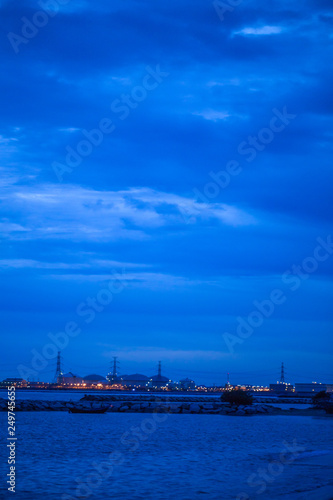 Large power plant in the middle of the sea