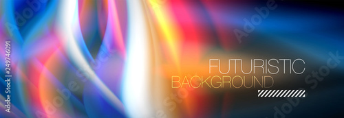 Fluid colors mixing glowing neon wave background, holographic texture
