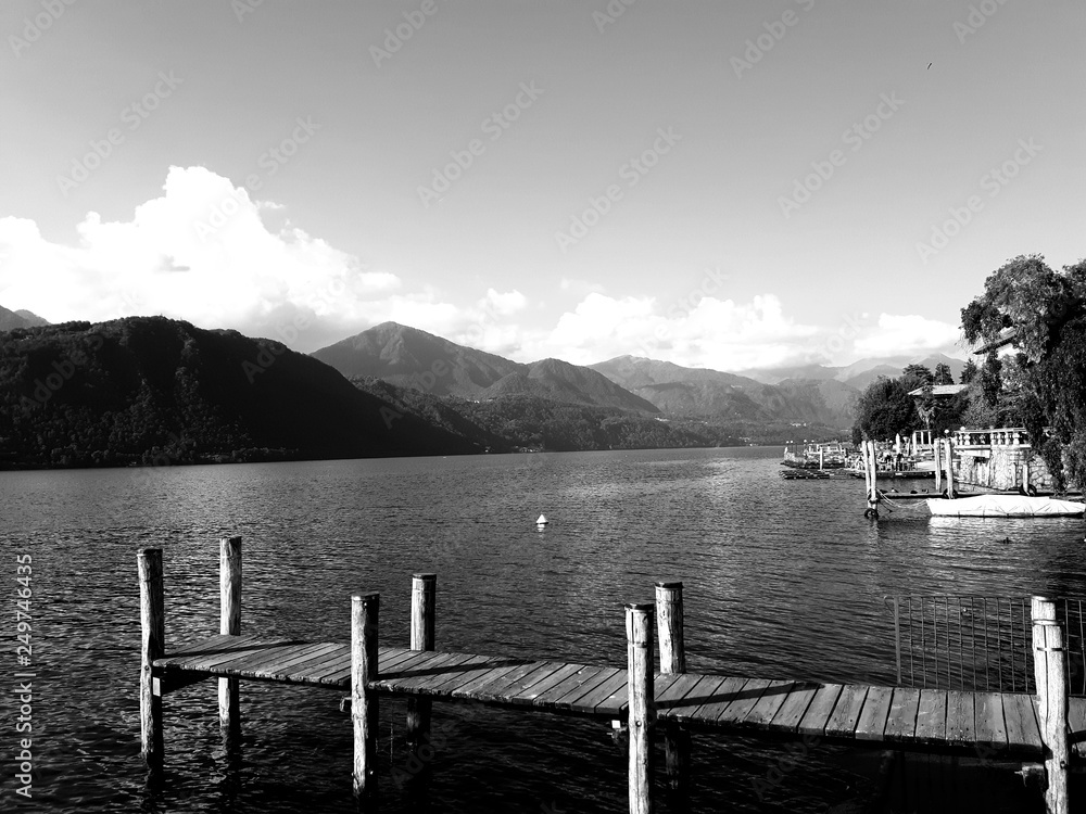 Novara, Italy - 10/18/2018: Amazing trip in Piemonte with an incredible view to the lake D'orta in autumn days and a caption of some old part of the 
