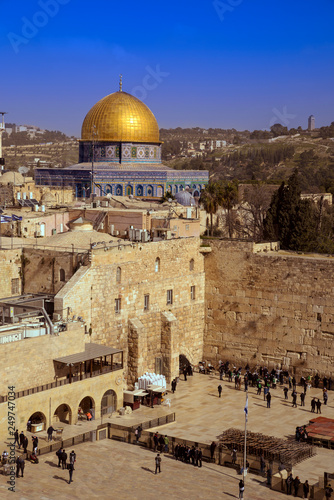 Photography View on the Western Wall and Dome of the Rock in Jerusalem