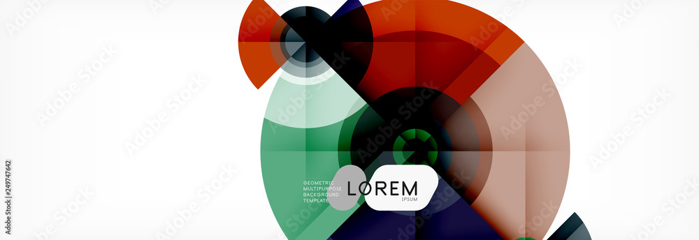Fototapeta premium Minimal geometric circles and triangles abstract background, techno modern design, poster template