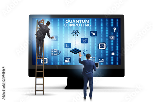 Concept of quantum computing with businessman