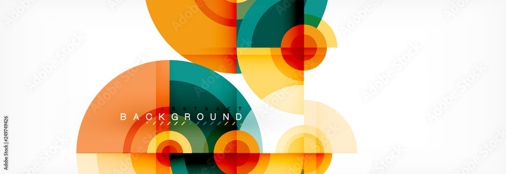 Flying circles geometric abstract background Flying circles geometric abstract background