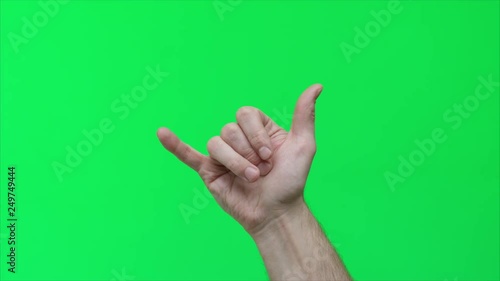  Male hand hand touch gestures on green screen, 4k prores footage