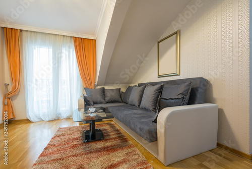 Interior of a loft apartmet living room photo