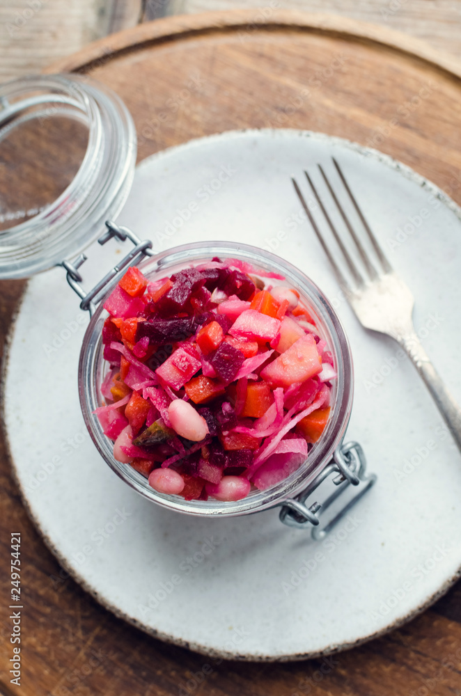 Vinaigrette salad with fermented vegetables and beetroot Vinaigrette salad with fermented vegetables and beetroot