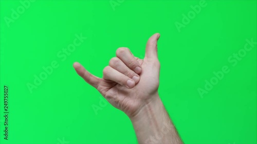  Male hand hand touch gestures on green screen, 4k prores footage
