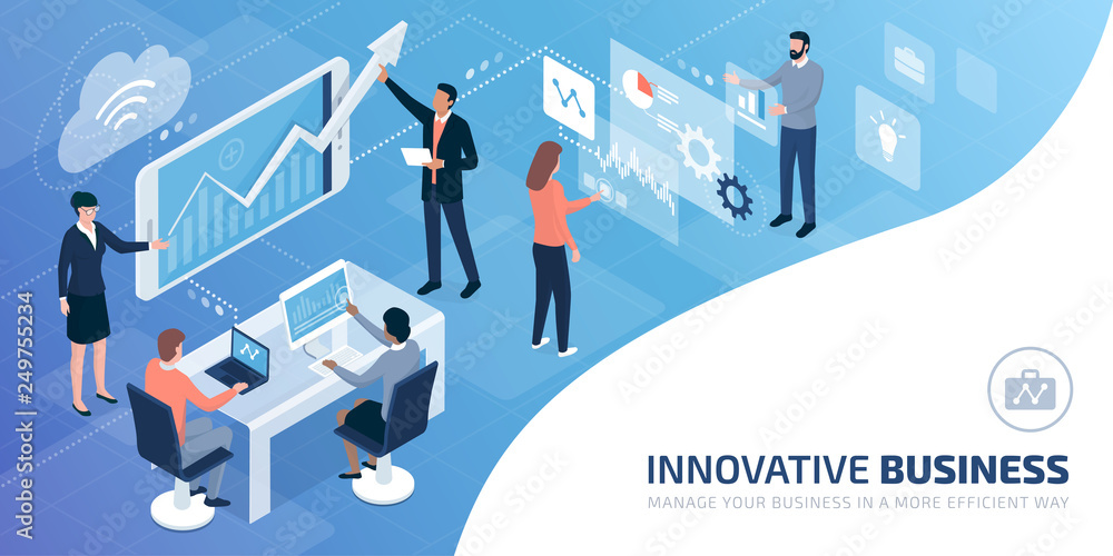 Business team working together in a virtual environment Business team working together in a virtual environment