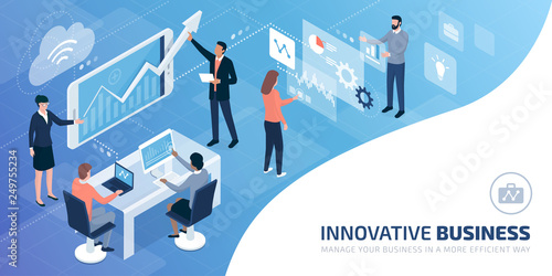 Business team working together in a virtual environment