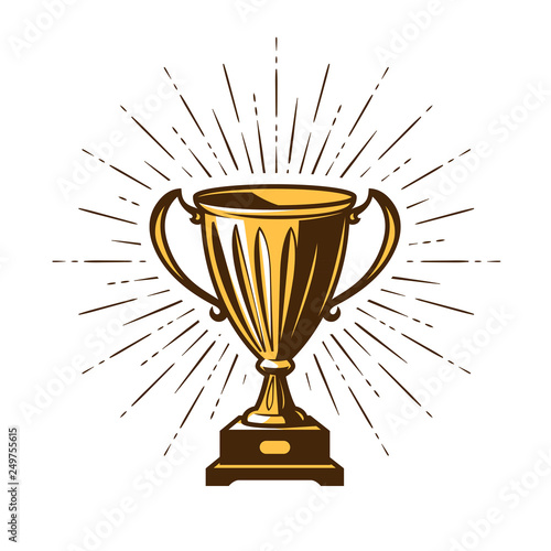 winner's trophy award. win, winning, champion symbol. vector illustration