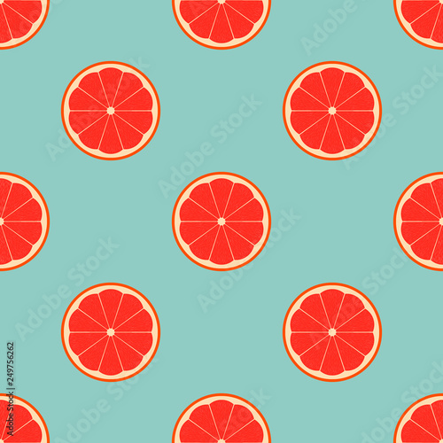 pattern with grapefruit on a blue background, tropical fruit group, cute fruit background