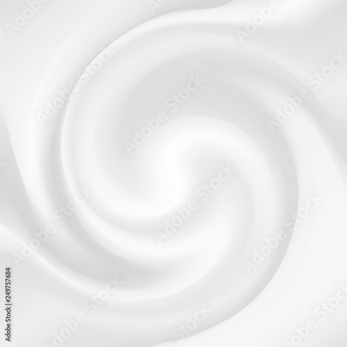 Yogurt waves of white mousse, mixed dairy product with fruit or berry jelly, tasty dessert for product labels vector background. Delicious creamy milk vortex texture illustration for ads, posters.