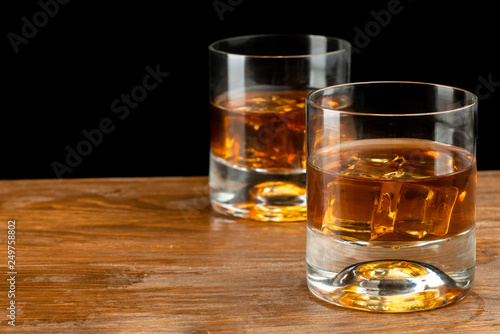 whiskey glass and whiskey