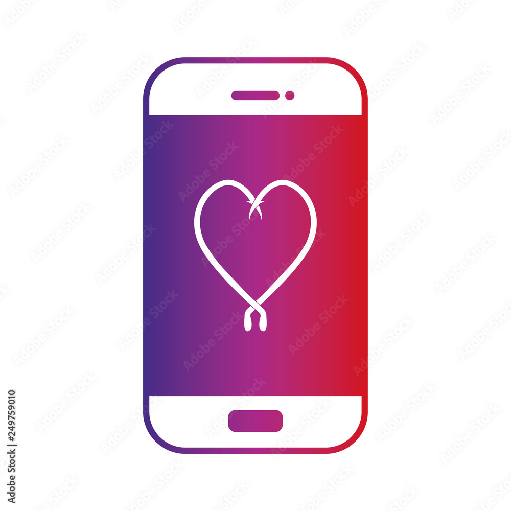 Smartphone - Piktogramm - Symbol - Icon - Verlauf - Angelhaken Herz Smartphone - Piktogramm - Symbol - Icon - Verlauf - Angelhaken Herz