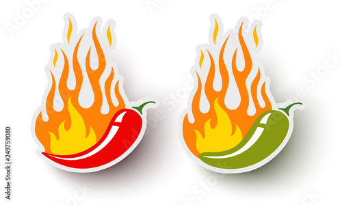 Vector logos with chili pepper