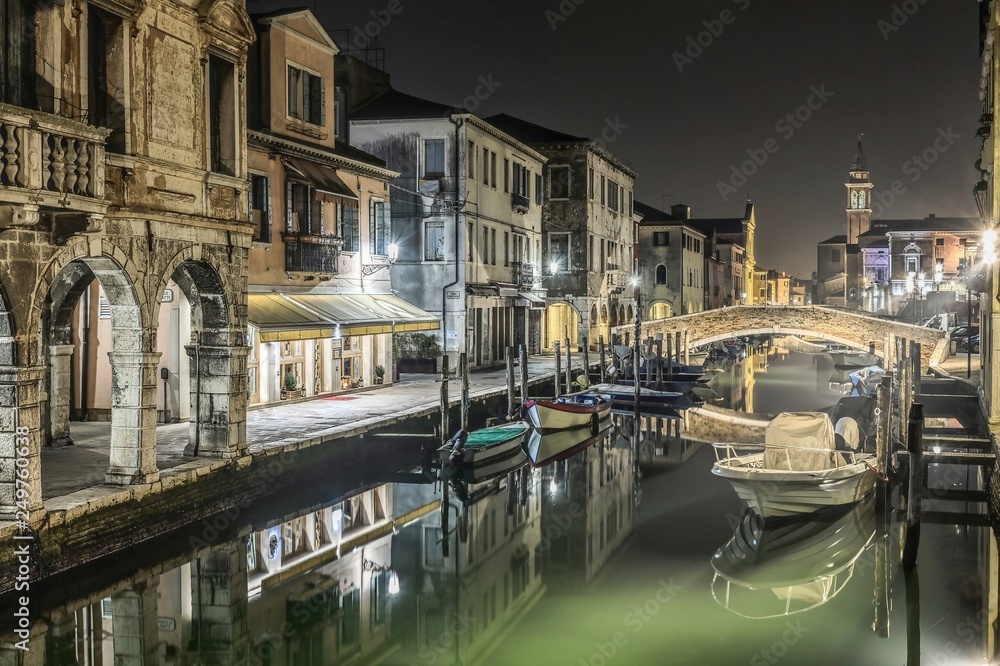 City of Chioggia, the little Venice at night