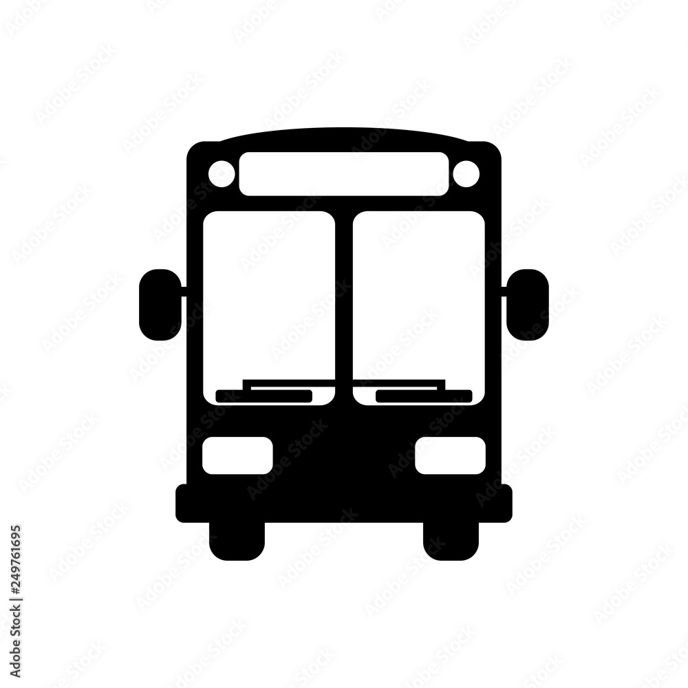 Icono plano autobús vista frontal en color negro Icono plano autobús vista frontal en color negro