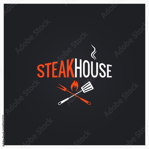 Steak house logo. Steak house icon on black