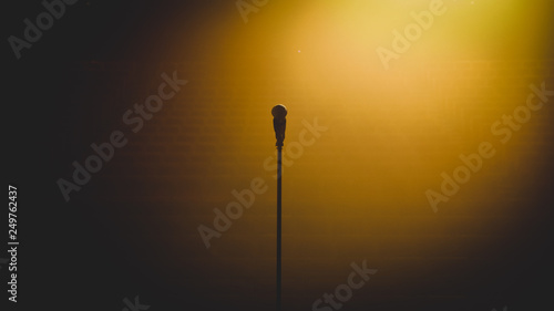 Microphone on stage in a beautiful golden light