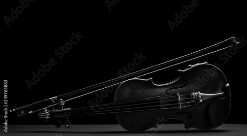retro violin on a black background