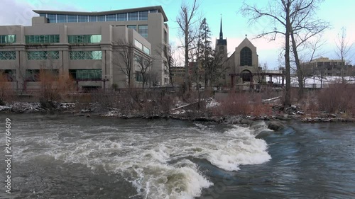 Truckee river 2019 flooding downtown by Wingfield park photo