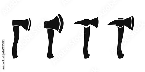 Set axe icons, silhouette, logo - stock vector