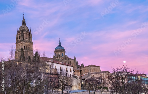 The joined cathedrals of Salamanca (Old and New Cathedral), Castile-Leon, Spain. The old cathedral (12-14 c. centuries -Romanesque and Gothic). New Cathedral (16-18 c. ^ate Gothic and Baroque) © Luis