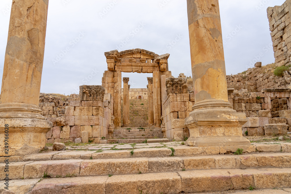 Ruins of Cathedral in the Roman city of Jerash, Jordan