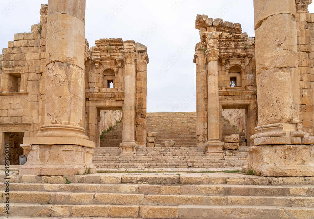 Propylaeum, the monumental gateway to the Temple of Artemis in the Roman city of Jerash, Jordan