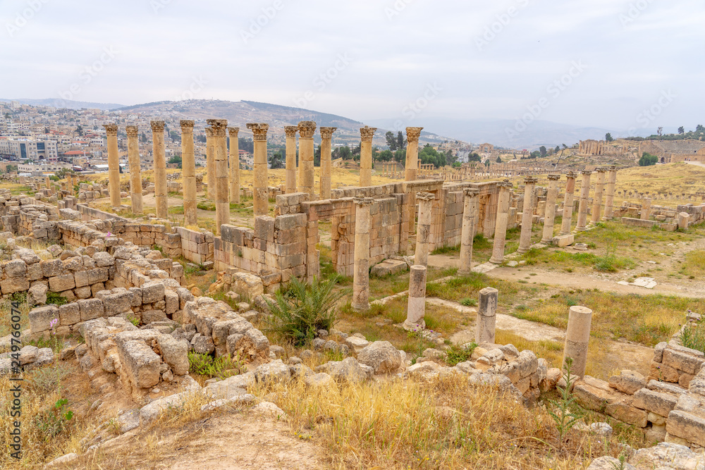 Ruins of Church of Saint Theodore in the Roman city of Jerash, Jordan