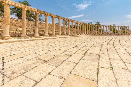 Forum Cardo - The Oval Forum of The Roman City Of Jerash. Jordan