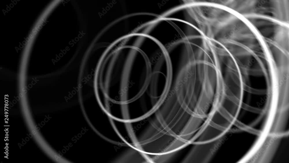Tunnel of neon circles. Black-white torus as a flight to the other world. Visualization to the sounds of music. Black background Tunnel of neon circles. Black-white torus as a flight to the other world. Visualization to the sounds of music. Black background