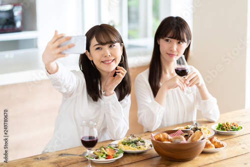 Wallpaper Mural attractive asian women enjoying home party Torontodigital.ca