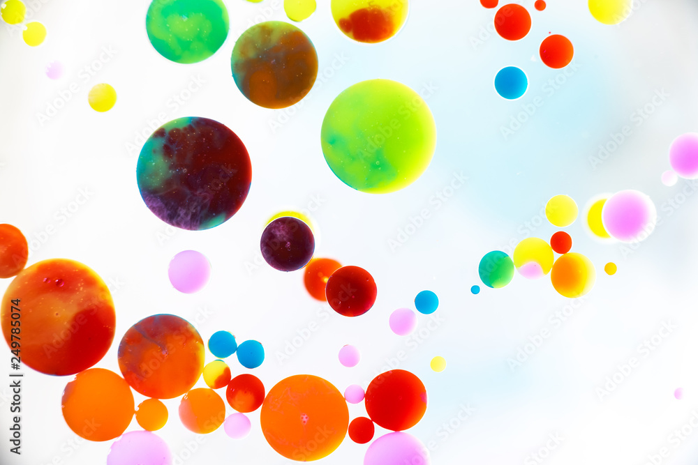 Nice color bubbles on white background abstract