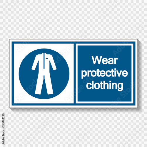 Symbol Wear protective clothing  on transparent background