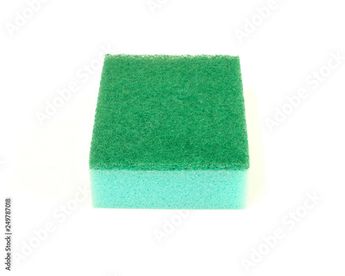 Dish washing sponge isolated white background