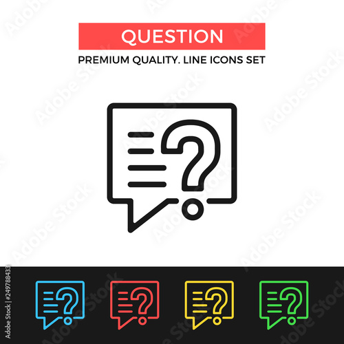 Vector question icon. Message with question mark. Premium quality graphic design. Modern signs, outline symbols collection, simple thin line icons set