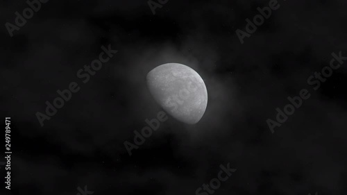 TIME LAPSE OF MOON PHASES WITH DARK CLOUDY SKY FULL OF STARS