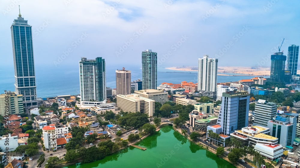 Naklejka premium Aerial. Colombo - commercial capital and largest city of Sri Lanka.
