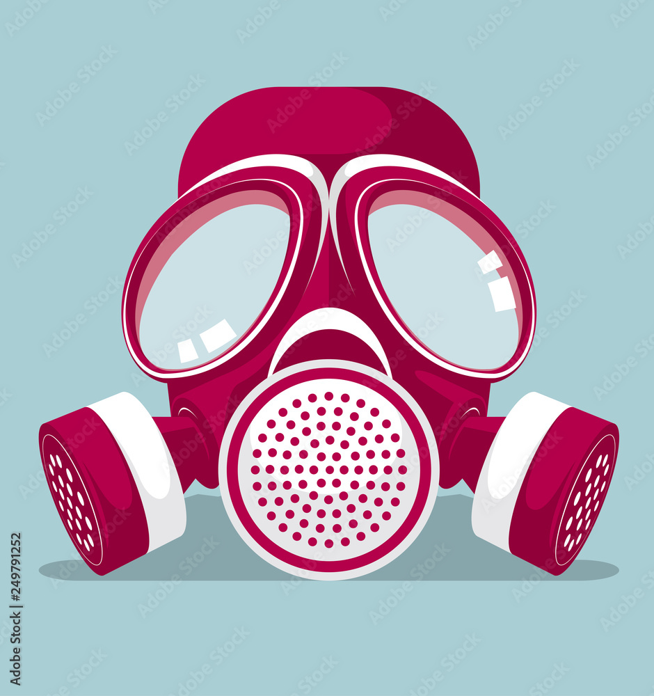 Vector drawn gas mask. Isolated on blue background. Vector drawn gas mask. Isolated on blue background.