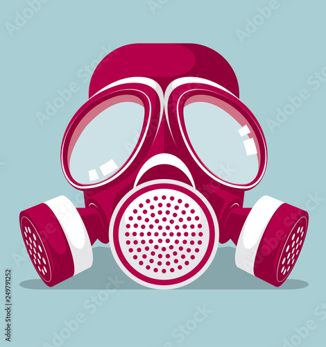 Vector drawn gas mask. Isolated on blue background.