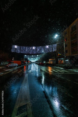 Winter Christmas lights in the streets