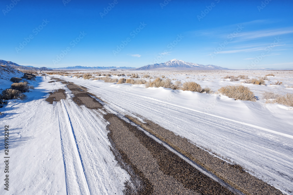Snowy desert road