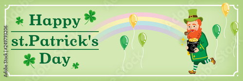 Rainbow and Running Leprechaun - St. Patrick's Day Greeting card layout Design