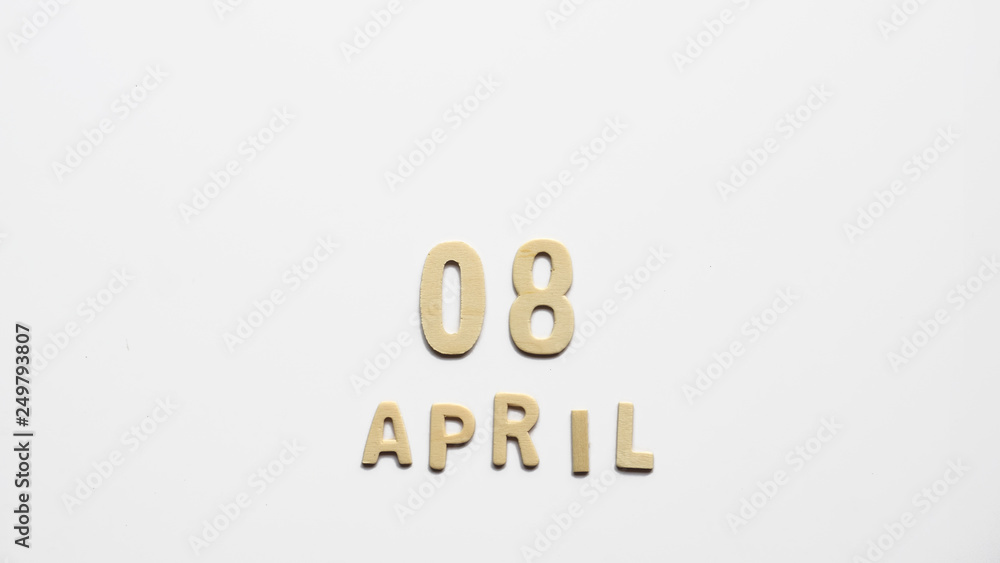 Day 08 calendar, made from wood on white bacground. Day 08 calendar, made from wood on white bacground.